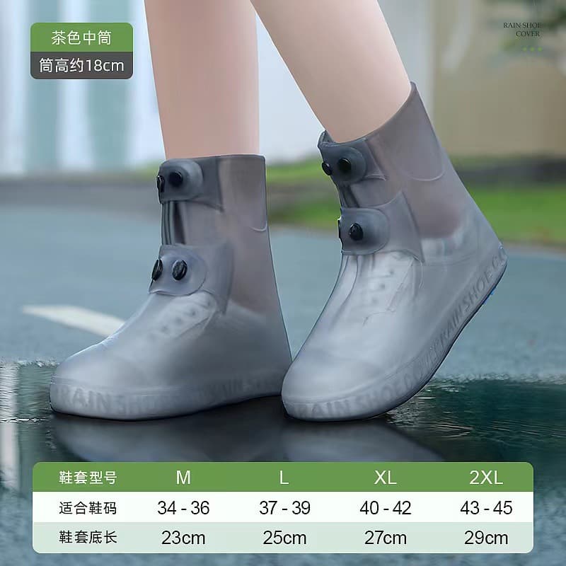 Mid-Calf Rainproof Shoe Covers Cross-Border Waterproof Unisex Foot Covers Thickened Wear-Resistant Rain Boots Men Women Rain Shoes Factory Wholesale