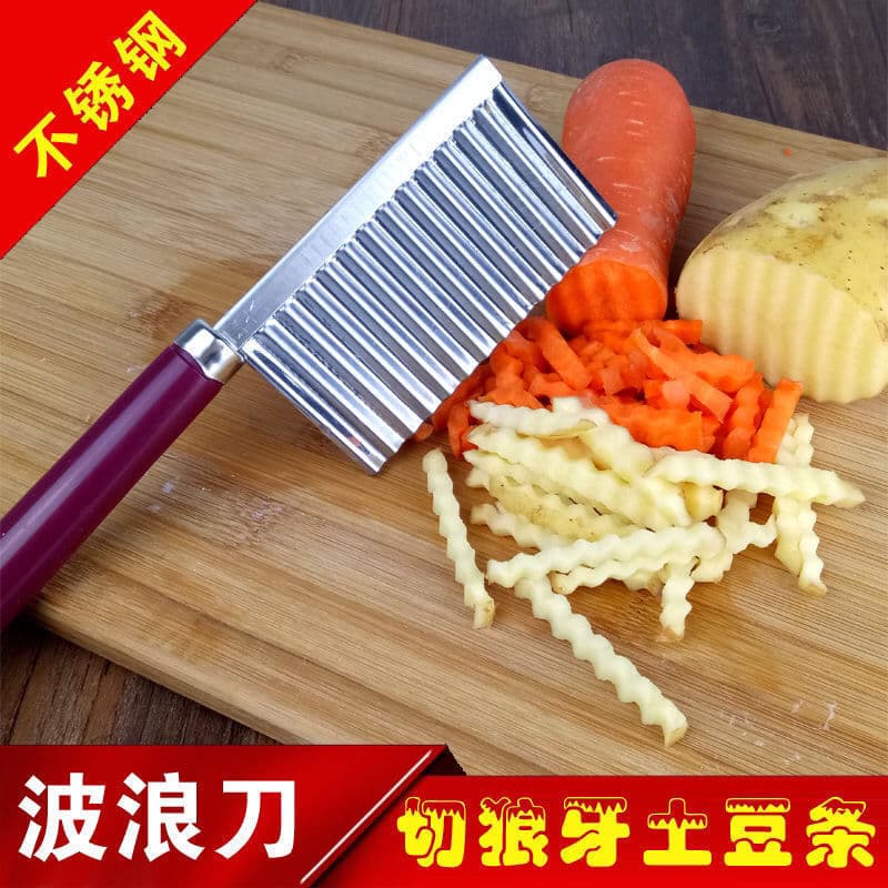 Multi-functional Wolf Tooth Potato Cutter, Thickened Kitchen Gadget for Fancy French Fry and Wave-cut Slices