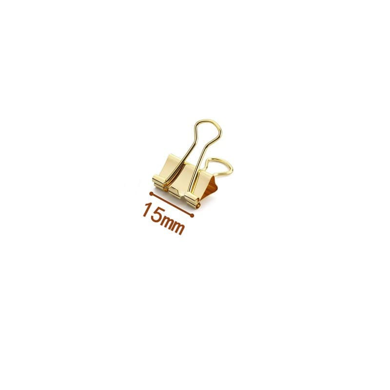 15mm Golden Clips Stationery No. 6 Golden Binder Clips Bulldog Clips Tube Pack Paper Clips Cross-Border Stock Supply