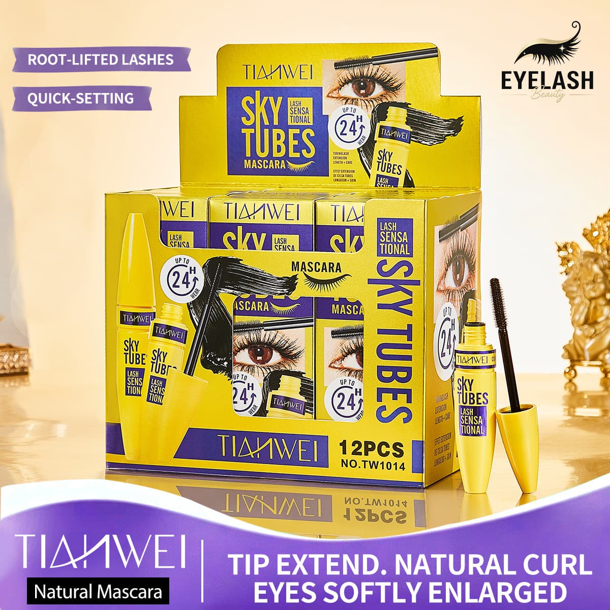TK Live Best-selling English Label Mascara Waterproof Volumizing Curling Lengthening Smudge-proof Long-lasting Sweat-proof Mascara