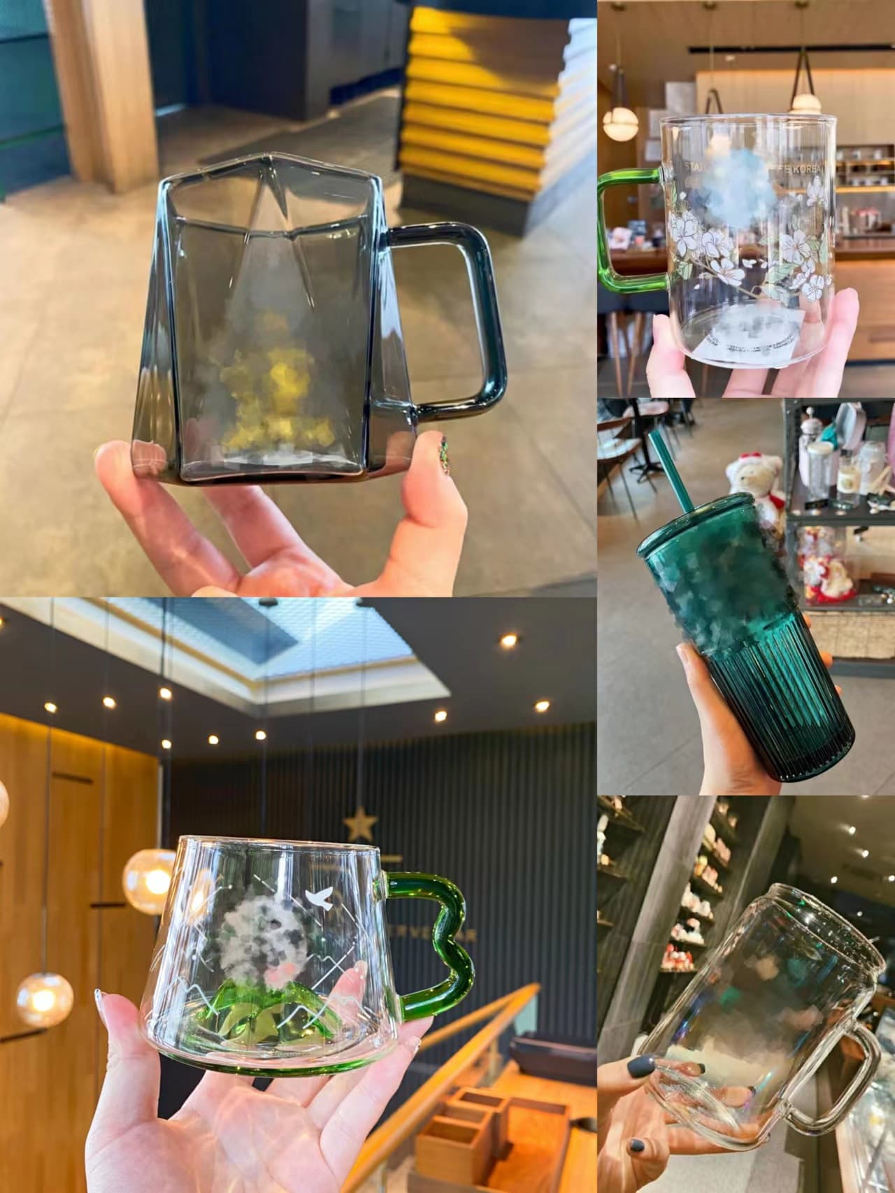 Goddess Straw Cup, Pear Blossom Cup, Rainbow Cup, Green Hill Cup, Black Diamond Cup, Coffee Cup, Milk Glass Cup