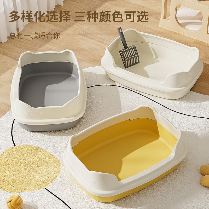 Cat Litter Box Oversized Semi-Enclosed Open Heated Anti-Splash Cat Toilet Extra Large Cat Litter Box