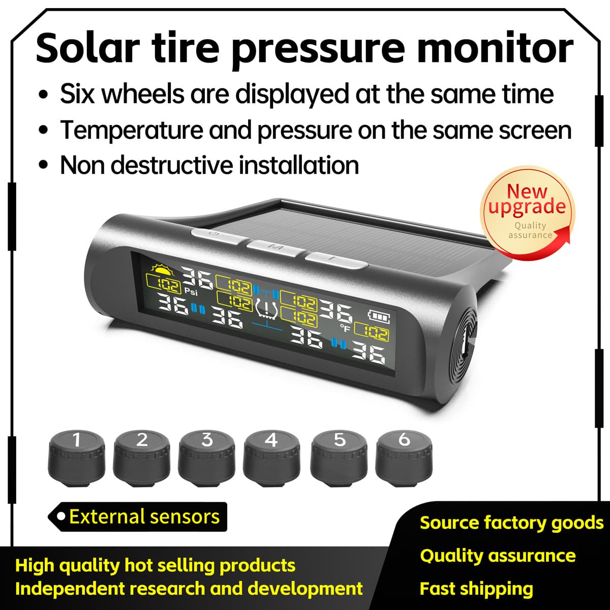 TY01-6 tire pressure monitoring RV tire pressure monitor solar tire pressure monitoring supports atmospheric pressure