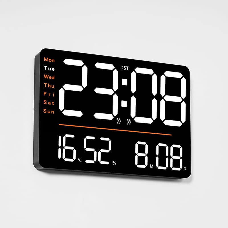 Creative Multi-Functional Wall Clock with Mirror, Simple LED Living Room Clock, Large Size Clock with Temperature and Humidity Meter 6636