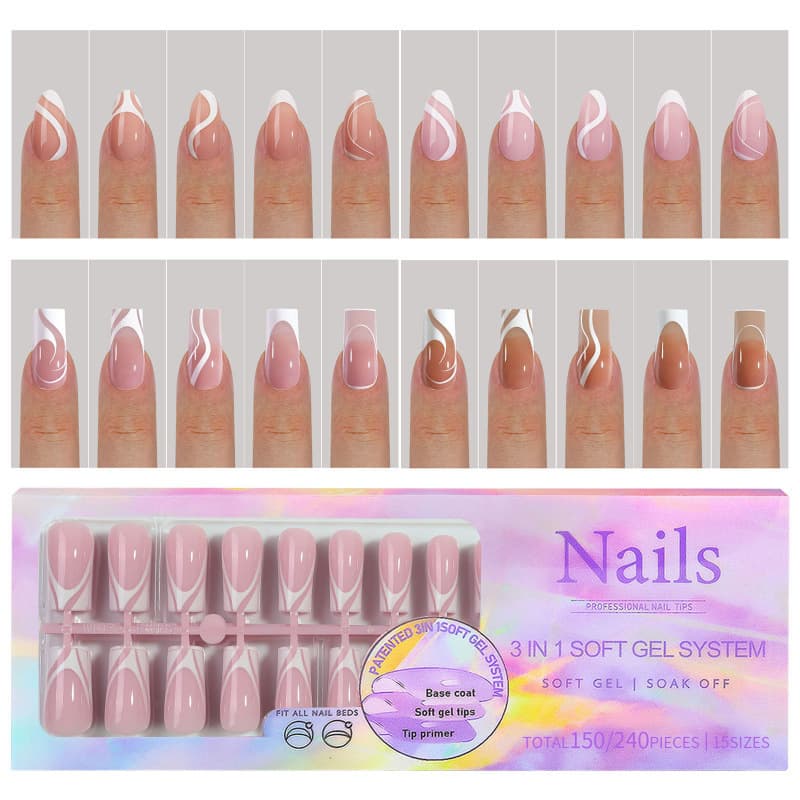 Cross-border manicure, wearable manicure, French style, traceless wearable manicure, removable manicure, French style wearable manicure, false nail stickers