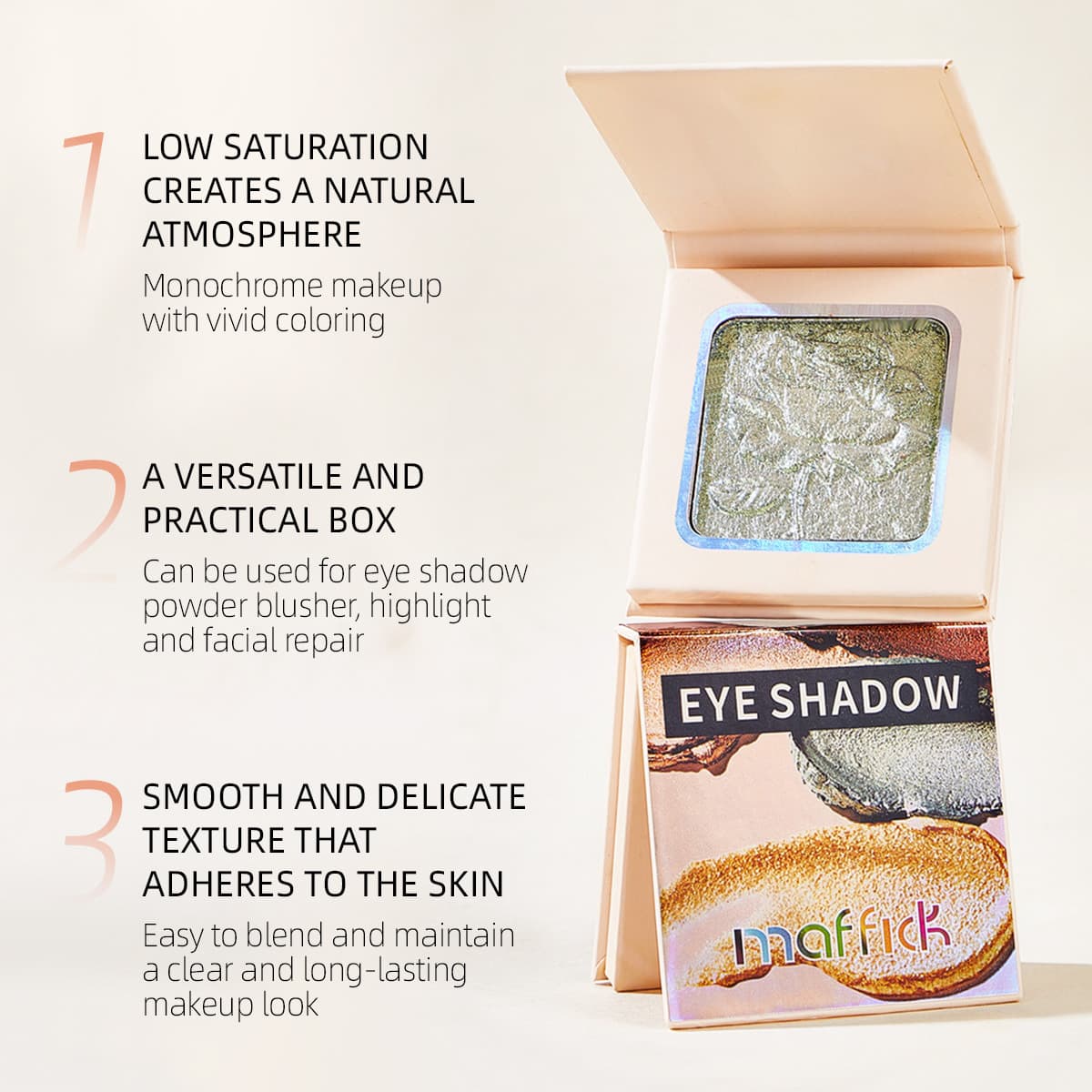 Cross-border MAFFICK Single Eyeshadow Fine Shimmer Pearl Chameleon Waterproof Sweat-proof Cross-border Trade Cosmetics Wholesale