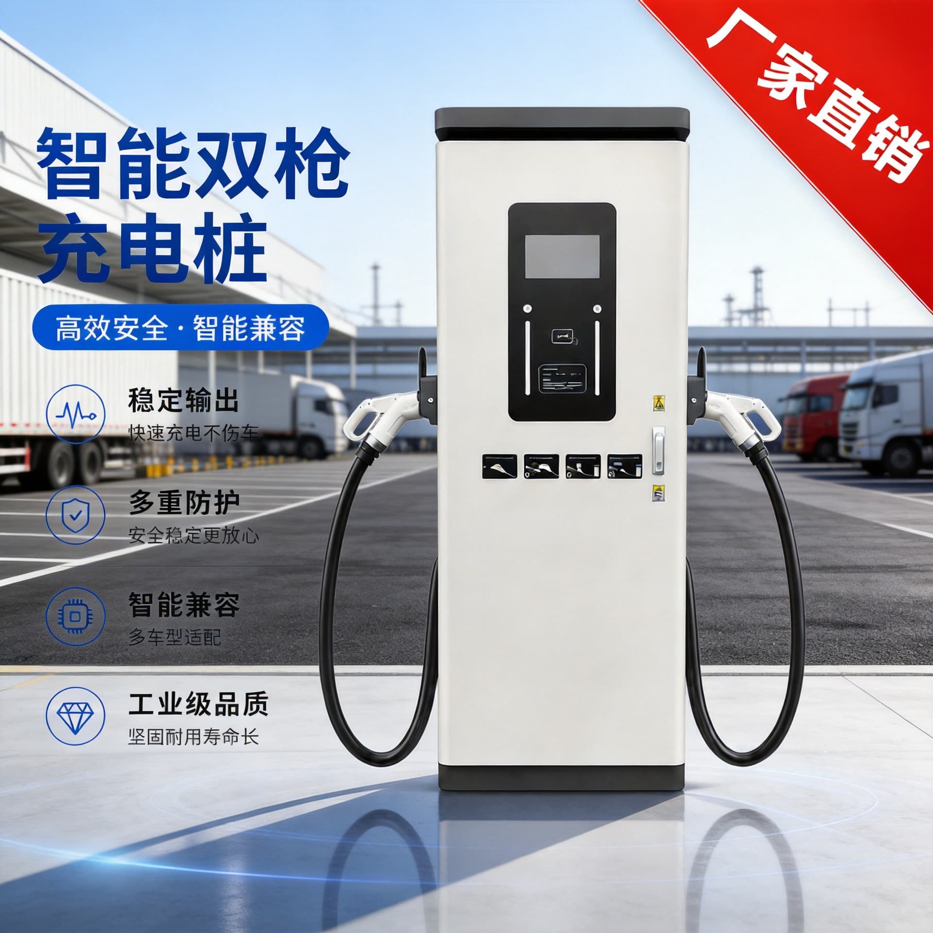 Intelligent dual-gun heavy truck charging pile commercial charging station 320-400kw new energy vehicle charging pile high power