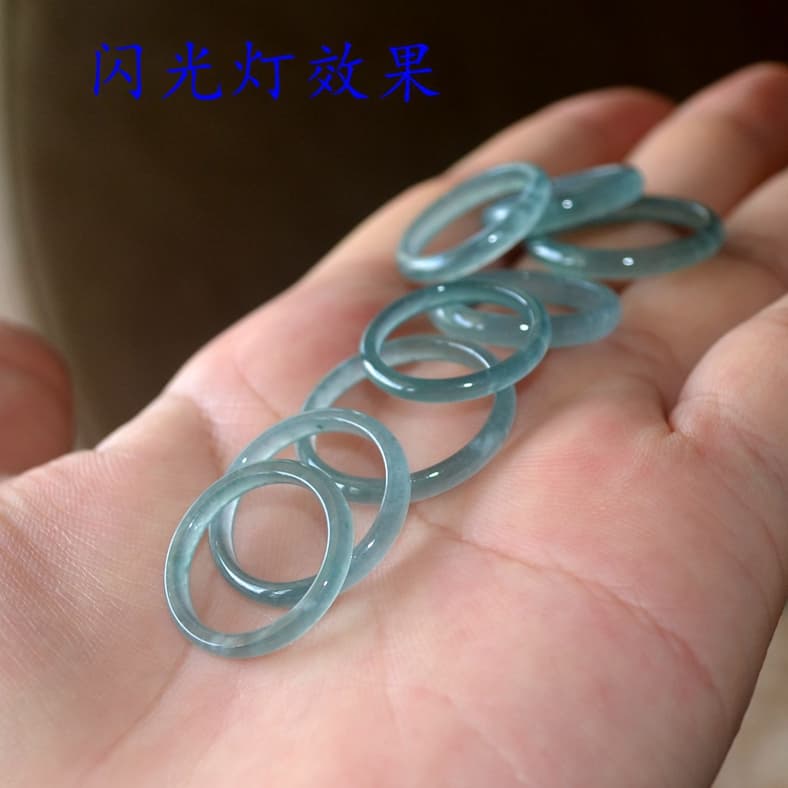 Natural Jadeite A-Grade Ring, Blue Water Ring Band, Ice-Transparent Thin Tail Ring Wholesale Unisex Jade Couple Rings
