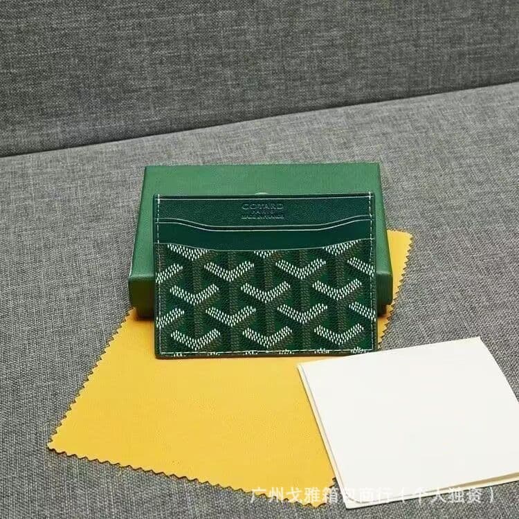 Goyard Slim Classic Card Holder Dog Tooth Genuine Leather Passport Card Case Women's Organizer Card Wallet