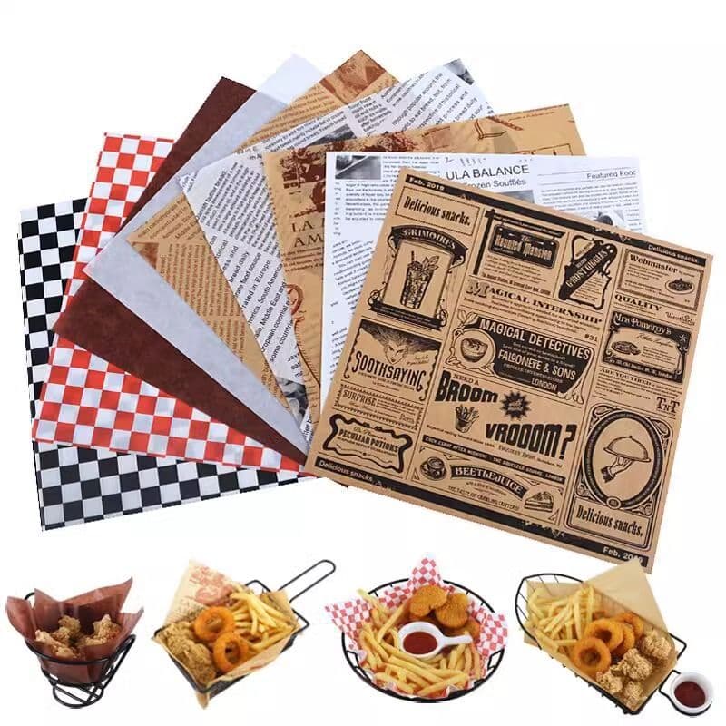 American Style Oil-Resistant Paper, Silicone French Fries Hamburger Fried Chicken Baking Frying Barbecue Creative Printed Restaurant Oil-Absorbing Pad