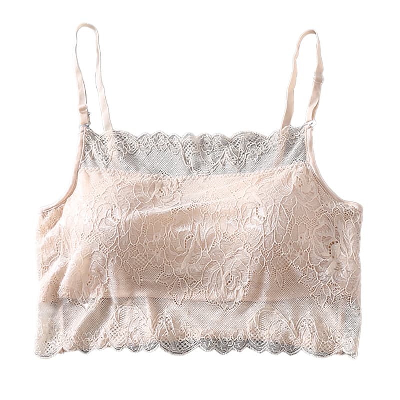Silk Camisole Bustier High-Grade Mulberry Silk Knit Lace Tube Top Women's Underwear with Pads