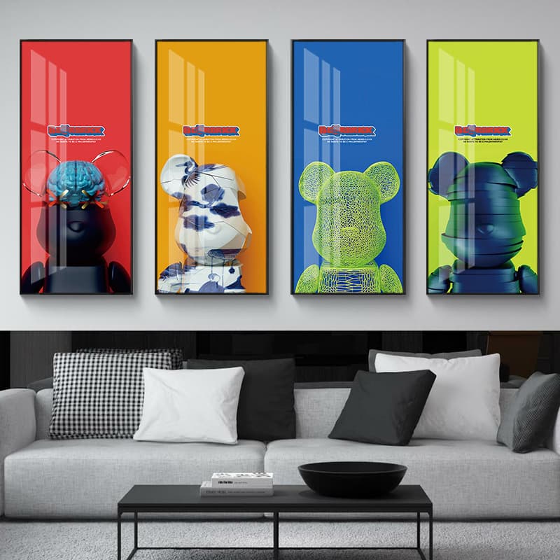 Trendy Violent Bear Wall Art for Clothing Stores, Salon, Barber Shop, Bar Wall Mural Decoration