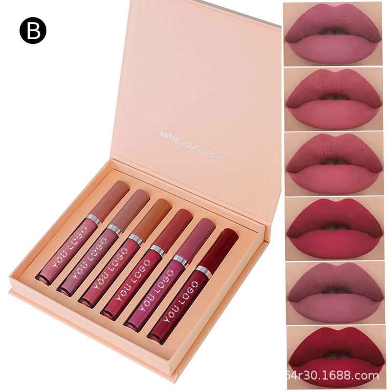 Cross-border lipstick without logo lip glaze lipstick non-stick cup waterproof anti-off makeup not easy to fade lipstick lip gloss set