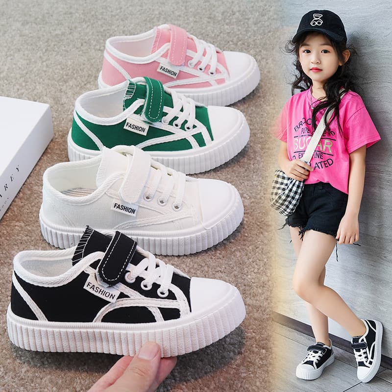Girls' canvas shoes, 2025 spring and autumn new style, children's shoes, medium and large children's sneakers, boys' cloth shoes, casual soft sole.