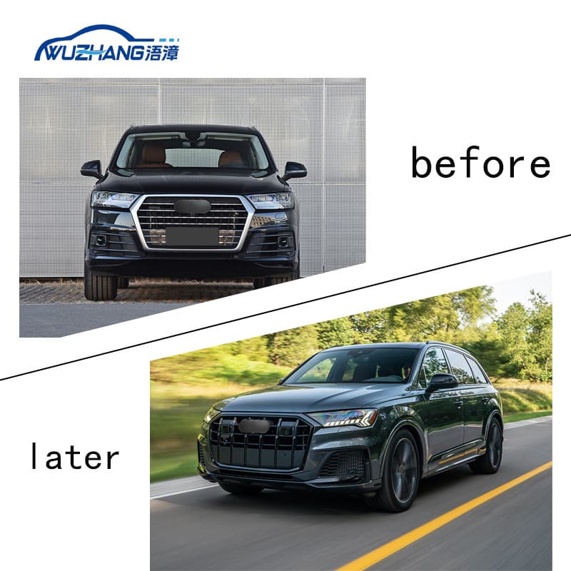 For Audi Q7 Old Model to New 2016-2019 Upgrade to 2023 Model Front Bumper Assembly Headlight Rear Bumper