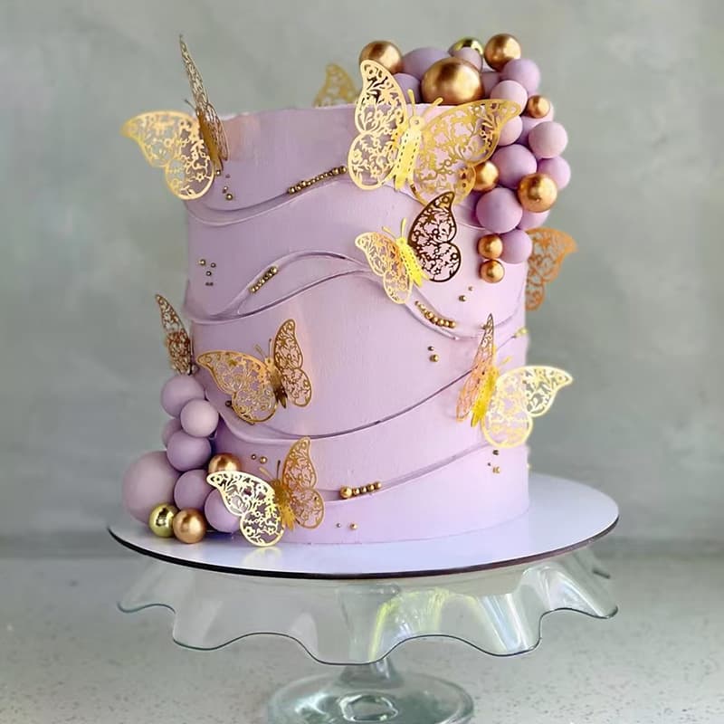 Cross-border cake insert 12 hollow butterflies imitation metal butterfly three-dimensional butterfly decoration wall party decoration stickers