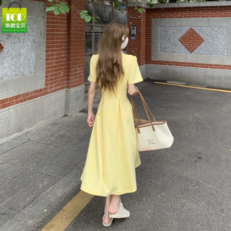 Plus Size 200lb Polo Dress for Women New Micro-Fat Dress Pear Shape Body Waist Slimming A-Line Long Dress