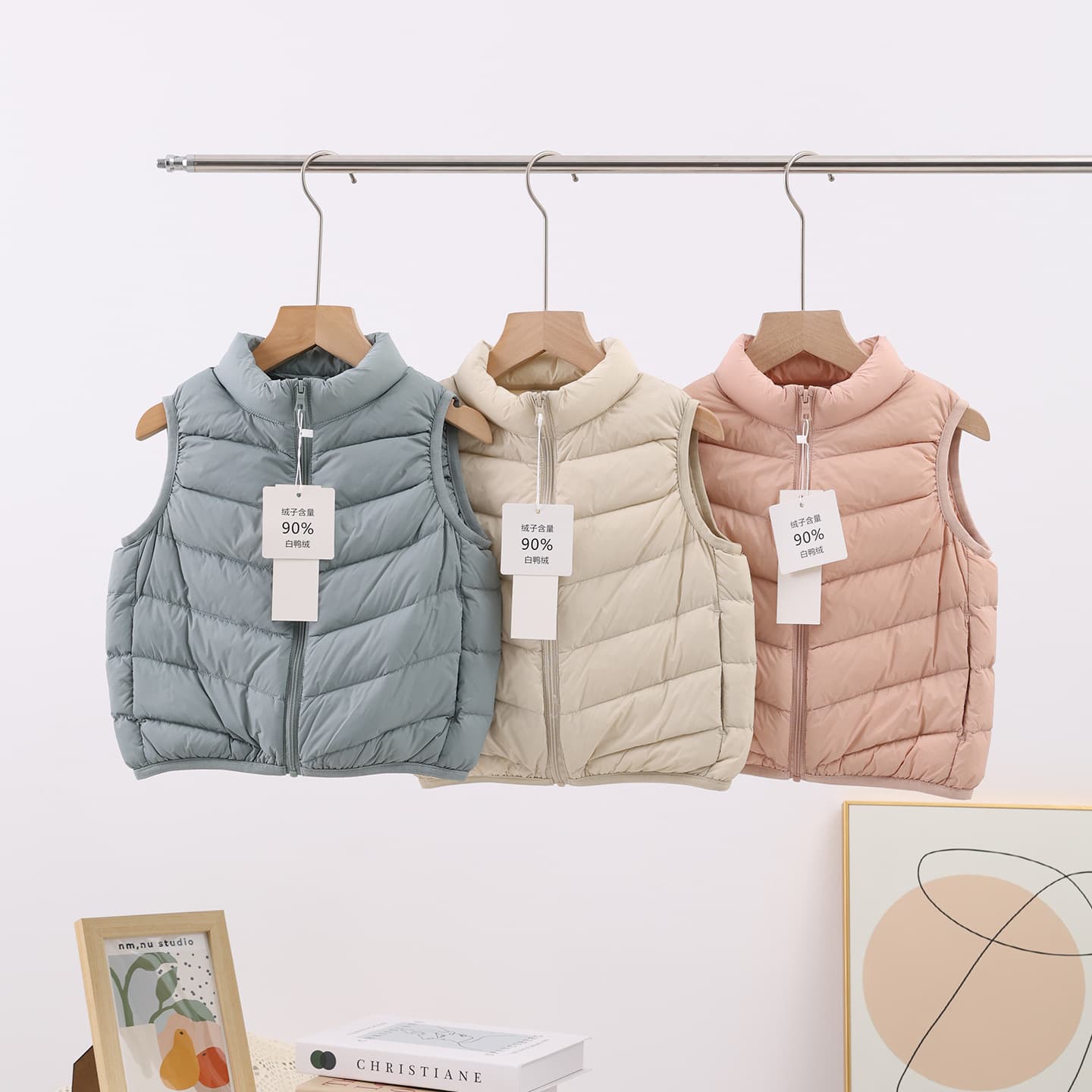 Youjia Children's Lightweight Down Vest Large Mid-Small Child Baby Autumn Winter 90% White Duck Down Waistcoat Lining