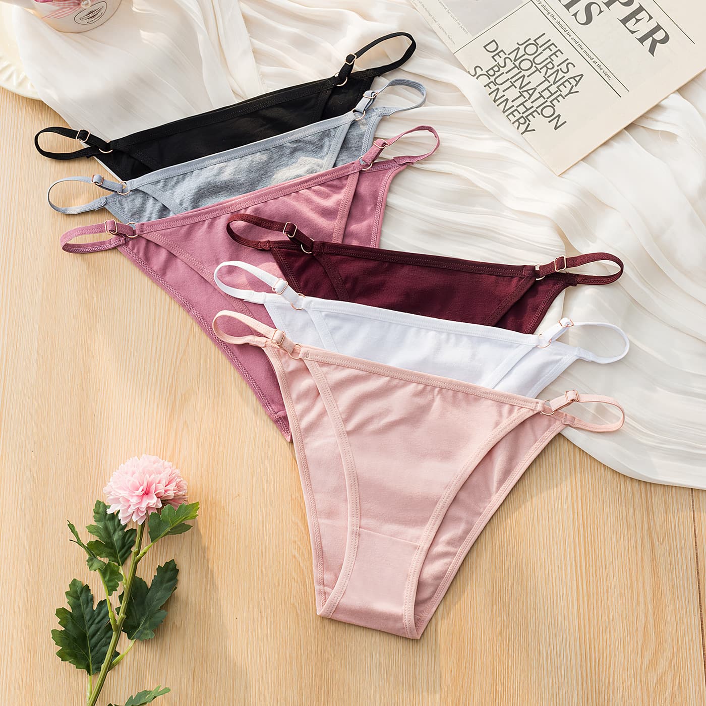 Adjustable women's thong for daily wear, sexy women's panties, super seductive cross-border Brazilian panties, pure and seductive single-string.