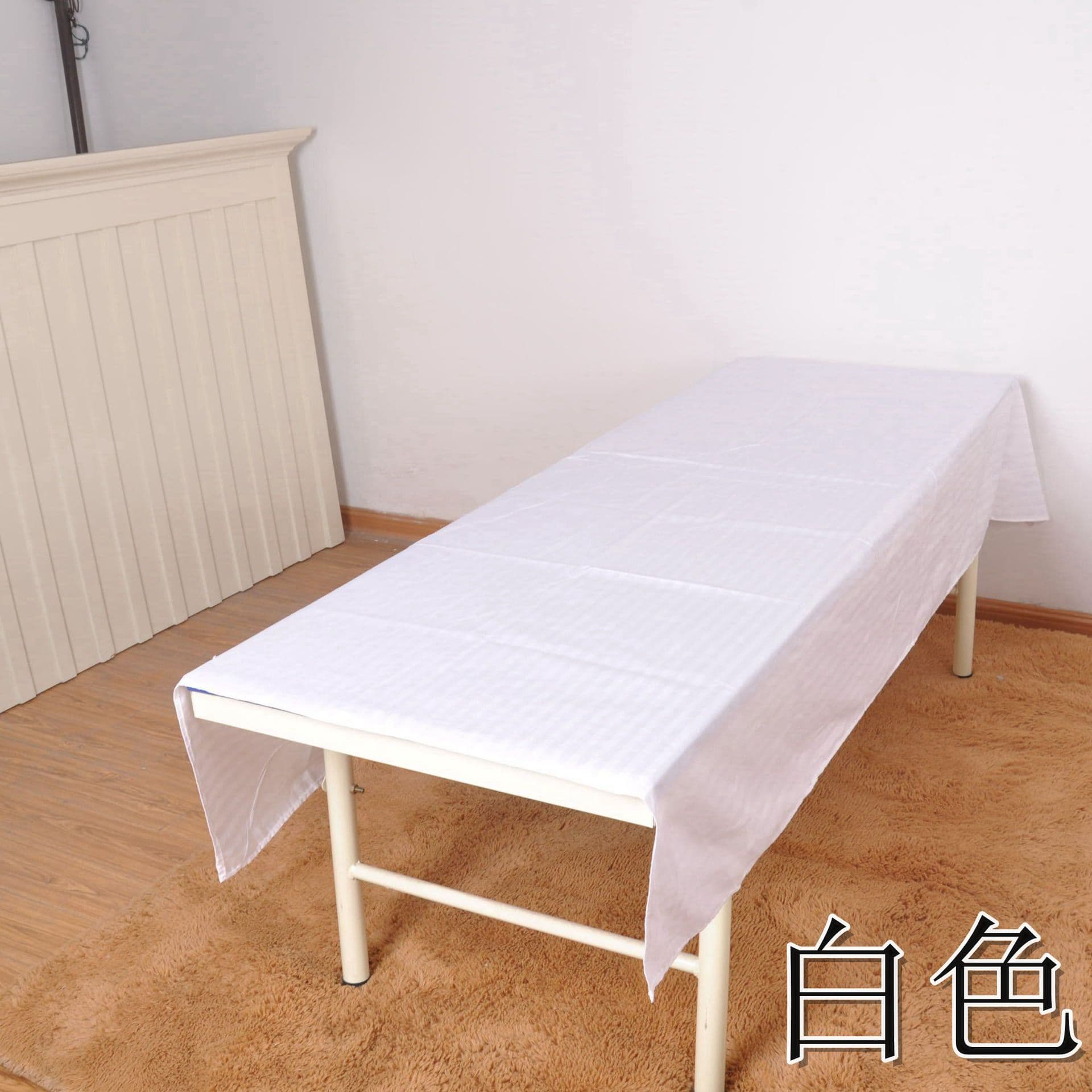 White massage bed sheet with hole, pure cotton, for beauty salon and wellness center, wholesale