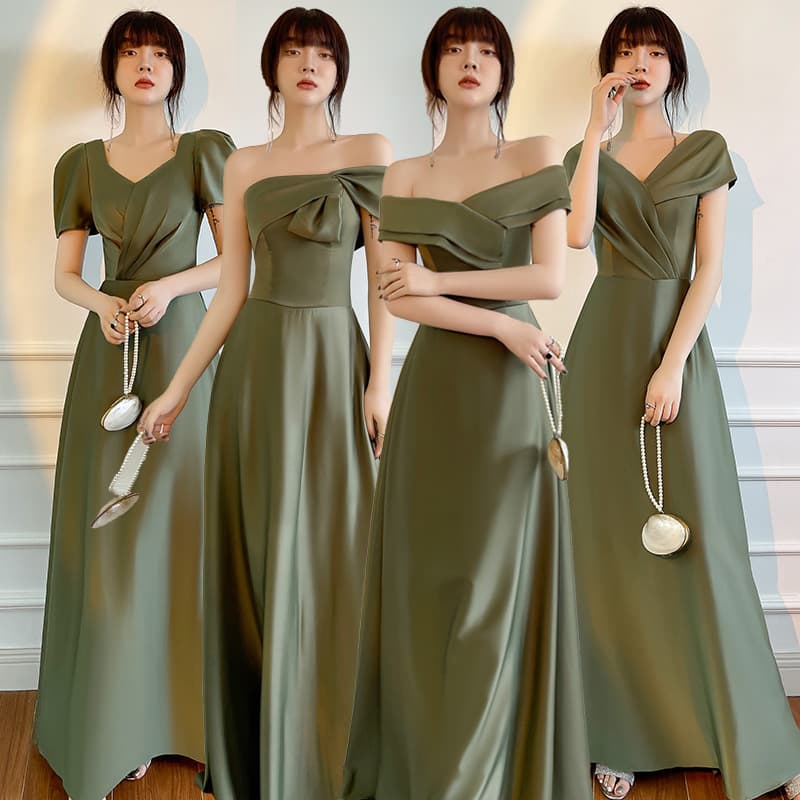 Satin Bridesmaid Dress 2024 New Summer Celebrity Princess Style Wedding Party Gown Long Slim Fit
