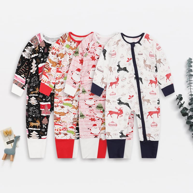 Foreign trade children's clothing ins style baby clothing Christmas red jumpsuit bamboo fiber baby infant clothing