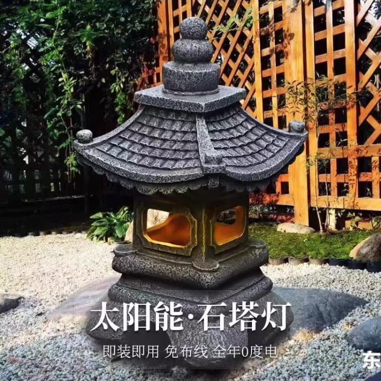 Wholesale Cross-border Solar Light Decoration Imitation Stone Courtyard Small Palace Lantern Garden Villa Outdoor Layout B&B Outdoor