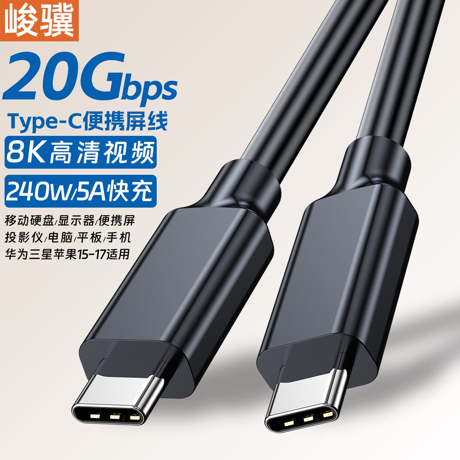 Type-C Dual-Head USB 3.2 Gen2x2 Full-Function 4K HDMI Cable PD100W Fast Charging for PC Laptop