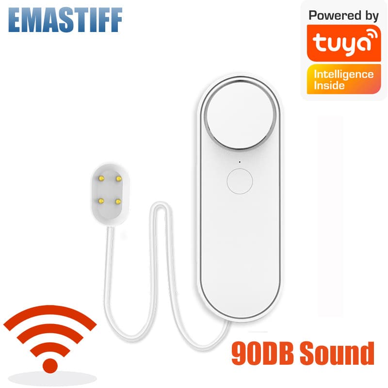 Buzzer Wifi Water Leak Detector Water Immersion Sound Alarm Water Level Sensor Compatible with Tuya