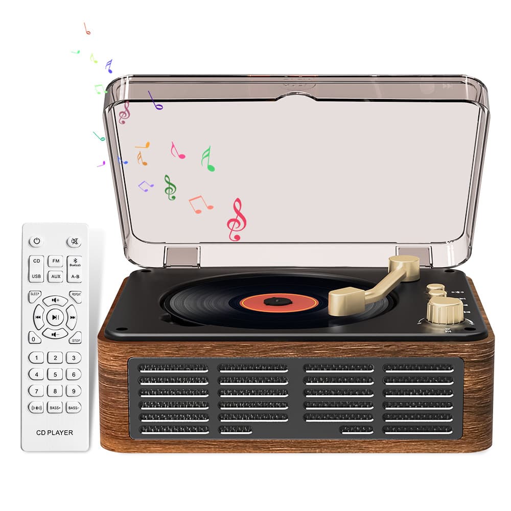 Newly upgraded retro CD player, music album Bluetooth speaker, record player, and audio system