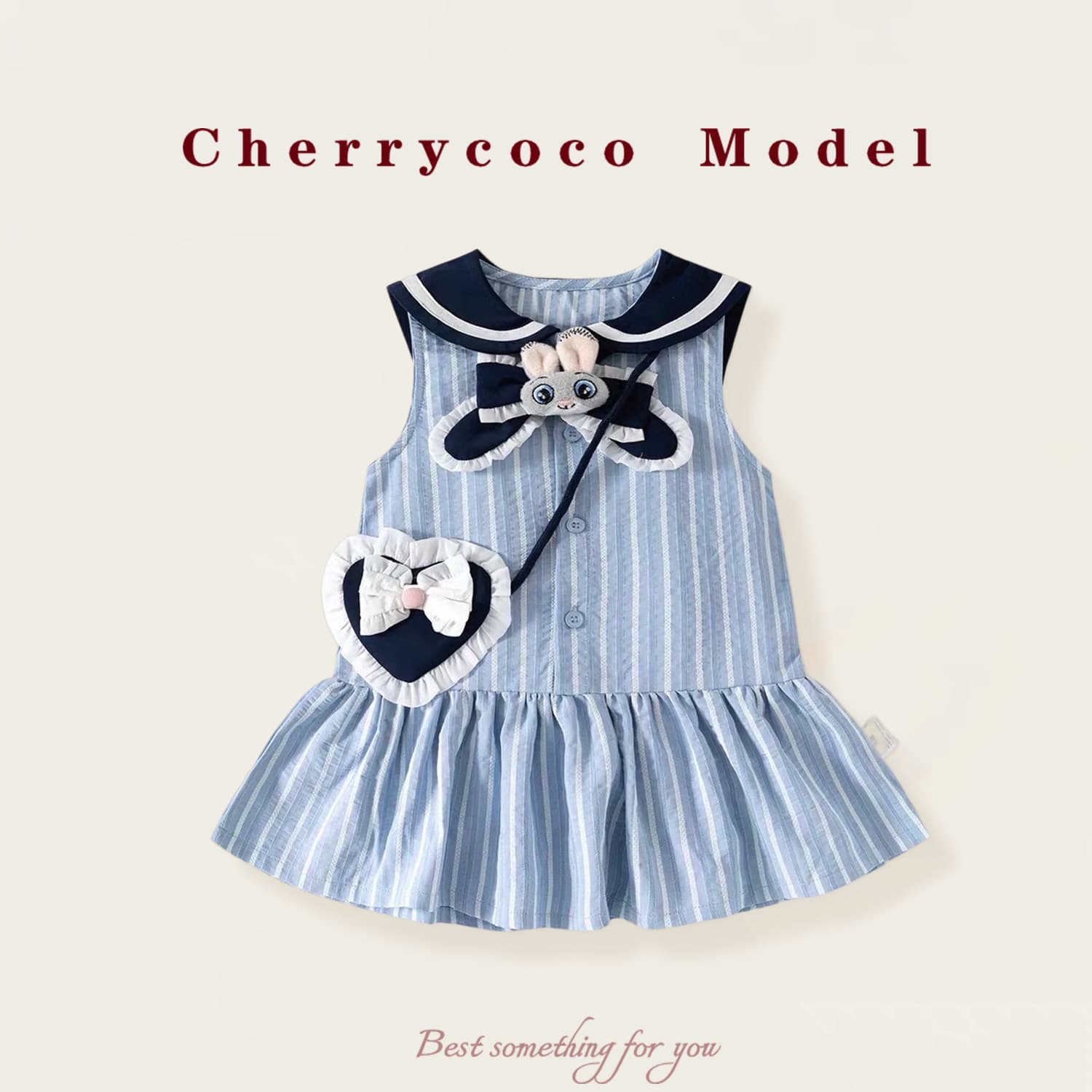 CHERRYCOCO Girls Dress Summer New Striped Cute Vest Dress Rabbit Police Officer Dress