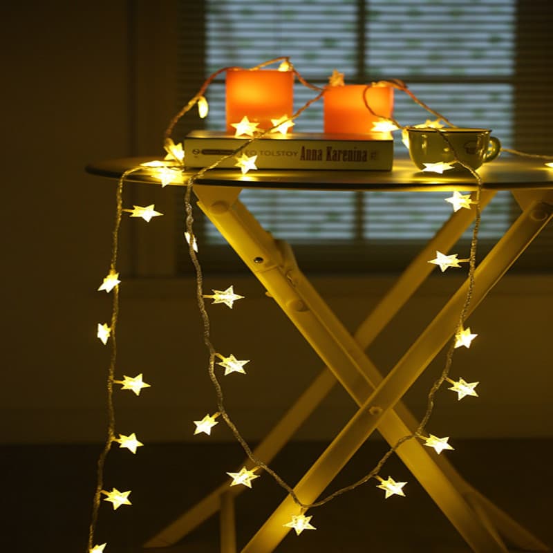 LED Solar String Lights Christmas Lights Festival Lights Outdoor Camping Lights with Ambient Decorative Star Lights