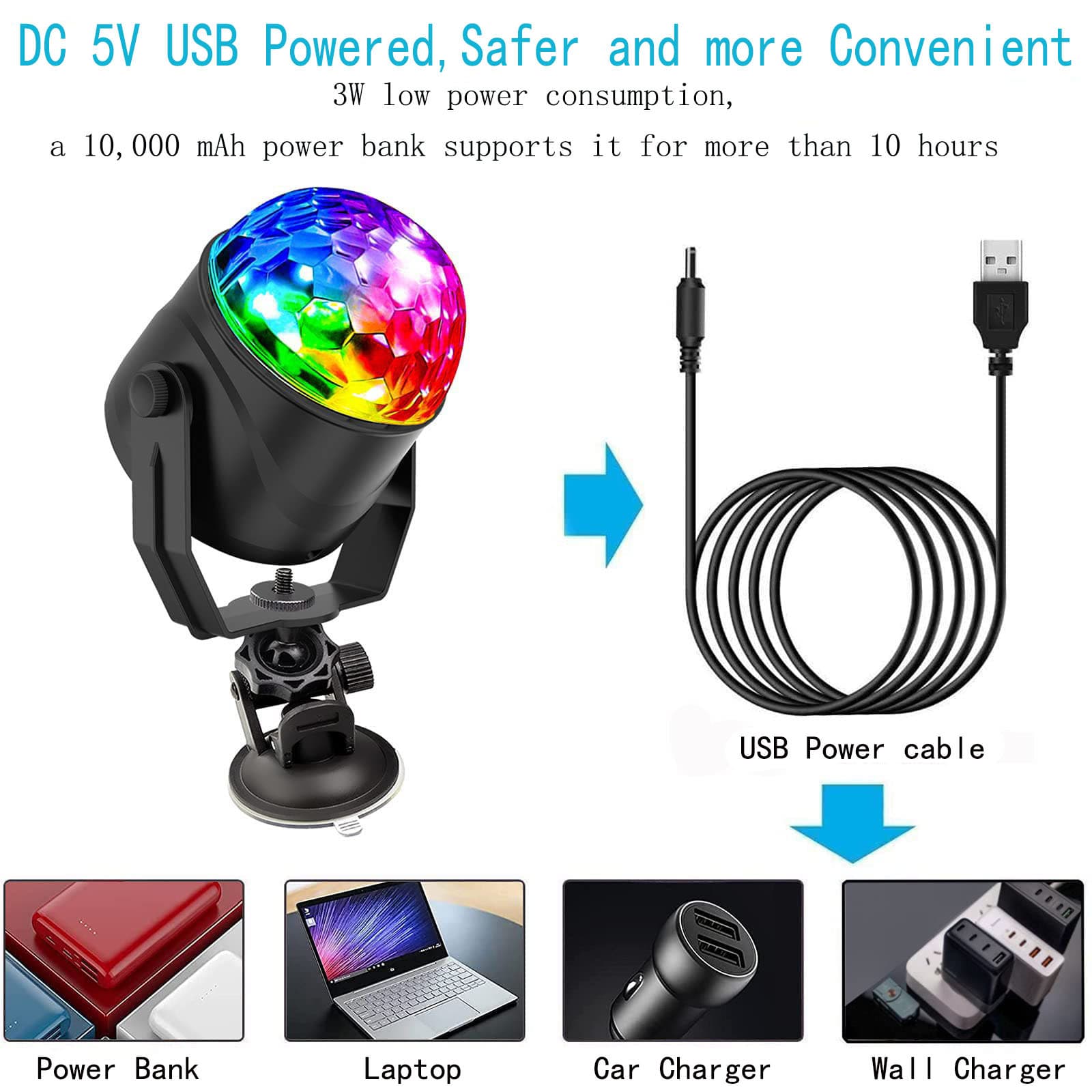 USB remote control small magic ball with suction cup KTV bar effect light party disco ball sleep party