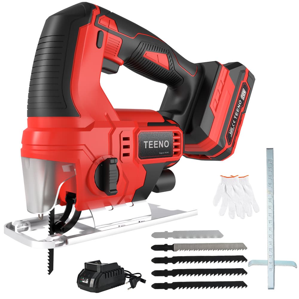 Tono lithium battery jigsaw, high-power household woodworking tool set, practical continuously variable speed LED power tool.
