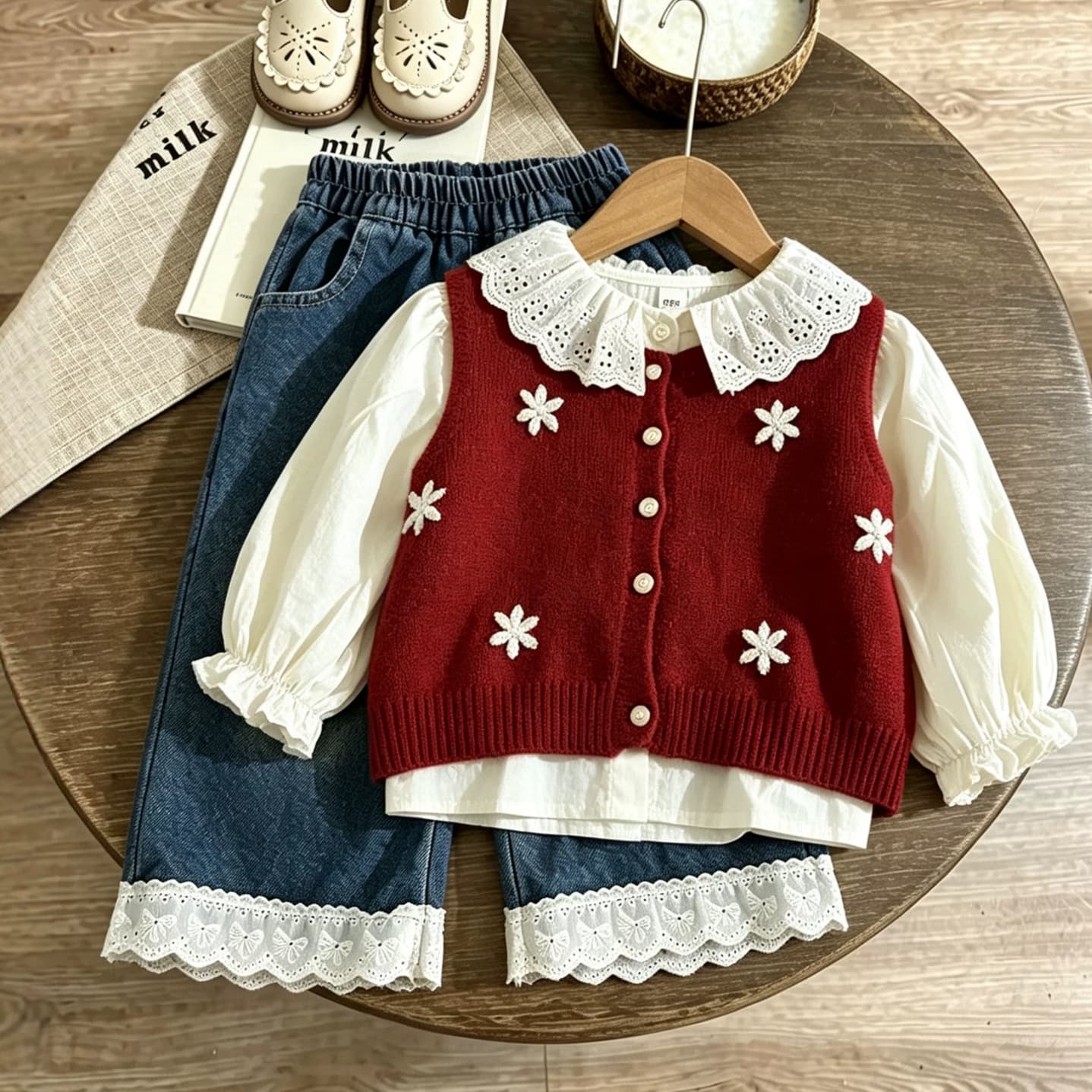 Girls' Baby Autumn 3-Piece Set 2026 New Style Korean Toddler Vest Set Baby Sets