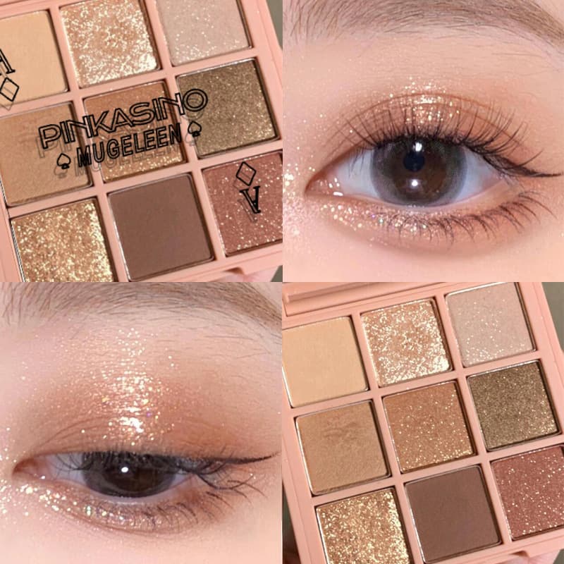 MUGELEEN 9-Color Eyeshadow Palette Butter Pan Pumpkin Matte Shimmer Glitter Orange-Brown Nine-Color Milk Tea Eyeshadow Palette