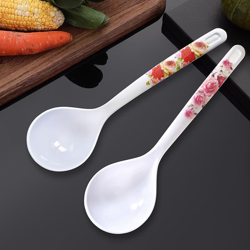 Melamine Soup Spoon, High Temperature Resistant, Long Handle, Thickened Large Soup Spoon, Imitation Ceramic White Spoon, Ladle