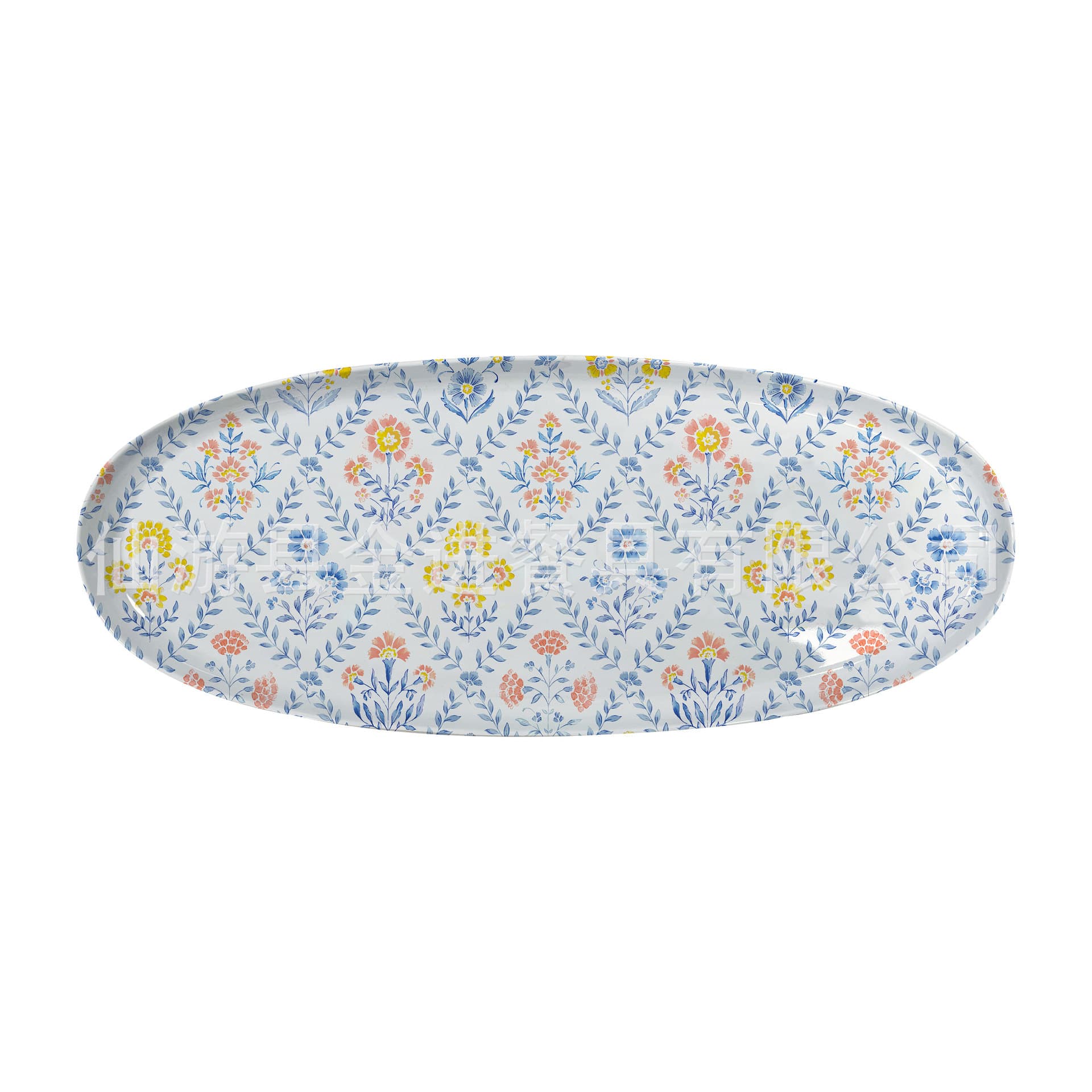 Factory Hot Sale Simple Retro Spring Melamine 19-inch Oval Tray Serving Plate Fruit Plate Best-selling in European and American Markets