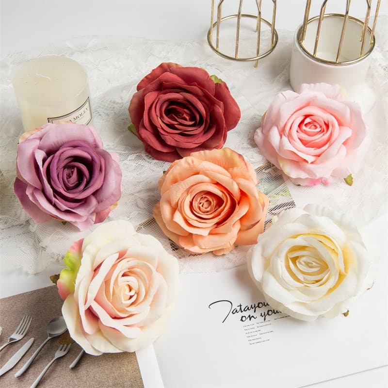 Handmade Large Size Rose Flower Head Silk Imitation Flower Wedding Decoration Bouquet Decor Home Decoration Photography Props