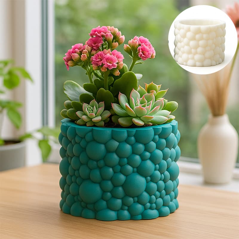 Bubble Texture Silicone Flower Pot Mold, 3D Round Sphere Cement Mold, DIY Succulent Plant Pot Plaster Mold