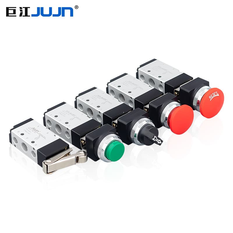 Jujn Pneumatic Mechanical Valve, 2-Position 5-Port MV-08 Push Button Valve, MV-09 Roller Switch, MV-10A Emergency Stop
