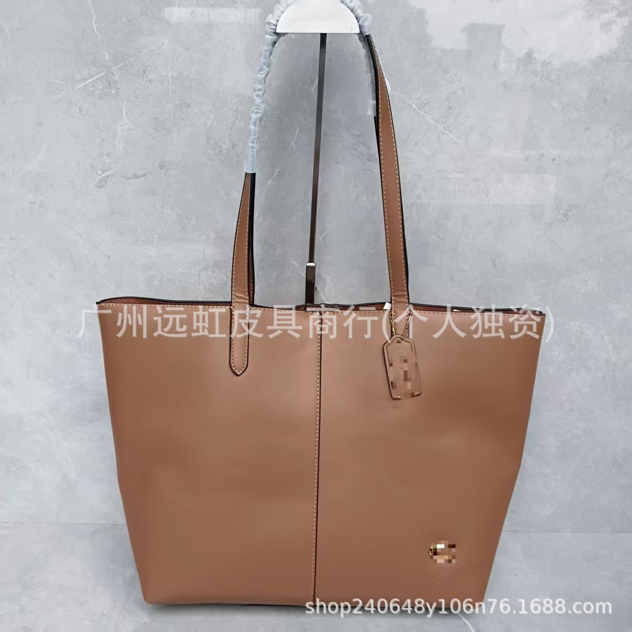 COH Glossy Waxed Leather Shopping Bag Commuter Fashion Large Capacity Tote Bag Mommy Bag Shoulder Handbag