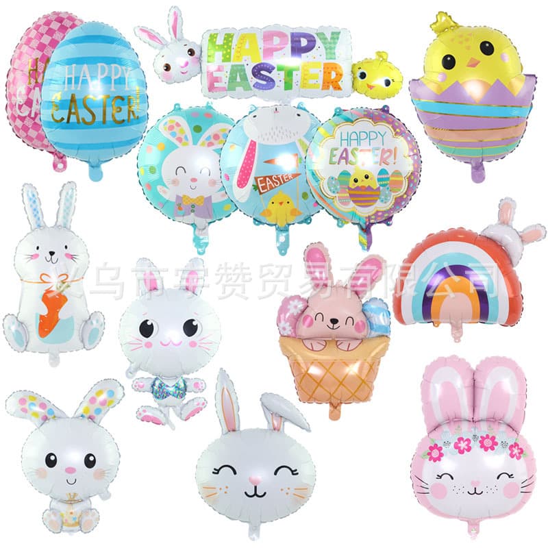 New Easter Aluminum Foil Balloons Rabbit Cartoon Egg Long Ear Rabbit Small Balloons Party Decorations
