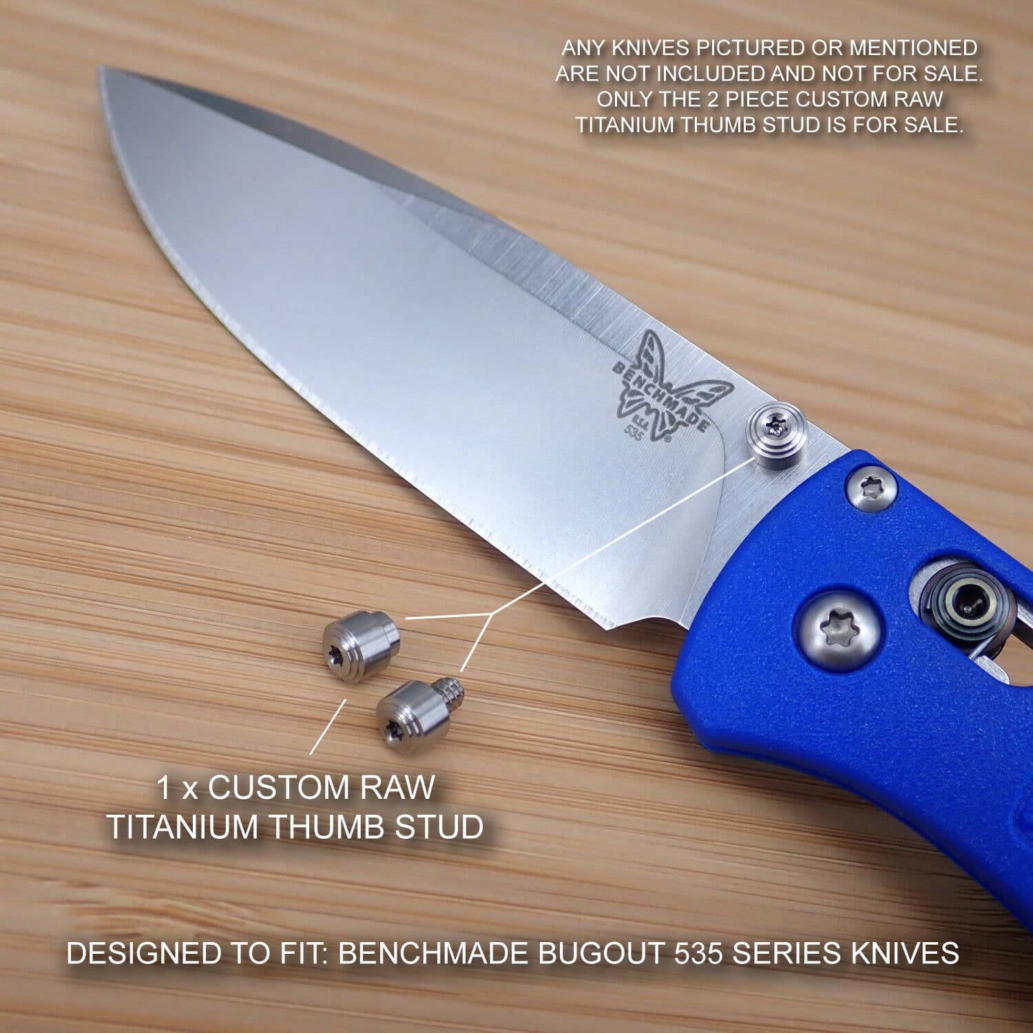 Benchmade Butterfly 535, thumb stud, titanium alloy Butterfly Bugout accessories, screws.