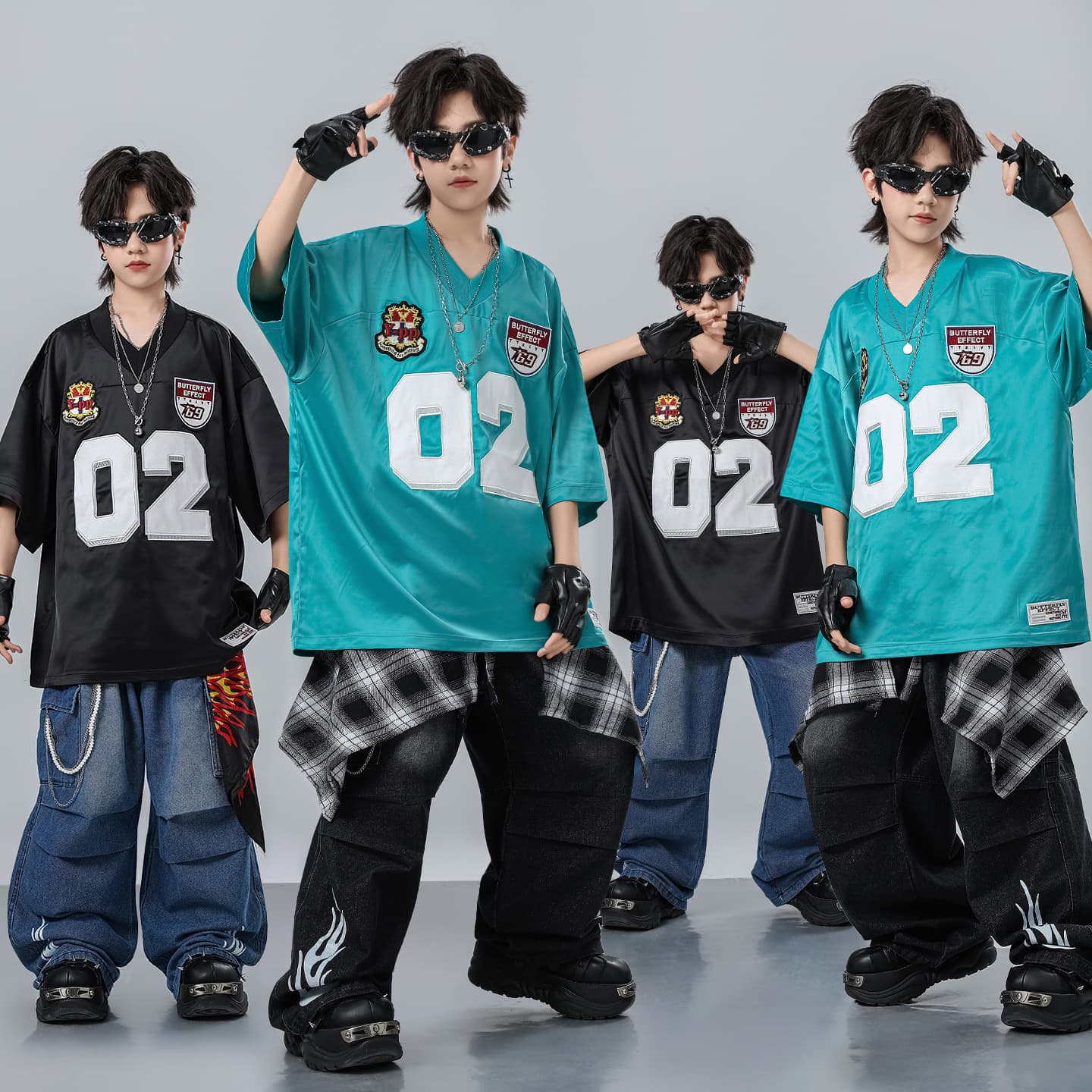 Kids Street Dance Hip Hop Costume, Older Kids Hip Hop Drum Performance Denim Pants Set, Boys Jazz Dance Outfit