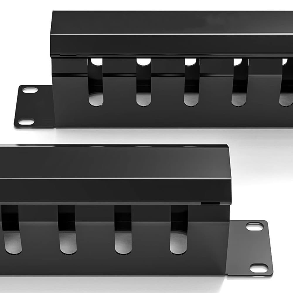 12-Bay 24-Port Cable Management Panel Rack Cable Tray 110 Telephone Cable Manager 1U Rack-Mount Network Cable Organizer