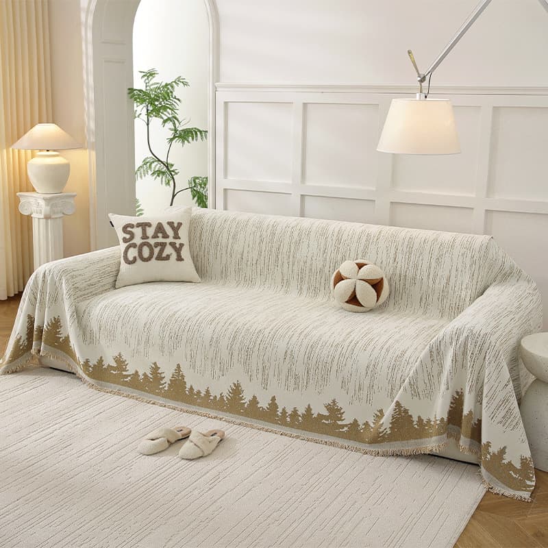 Premium Sofa Cover Anti-Cat Scratch Full Coverage Sofa Slipcover Light Luxury Butterfly Forest Style Living Room Sofa Protection Blanket