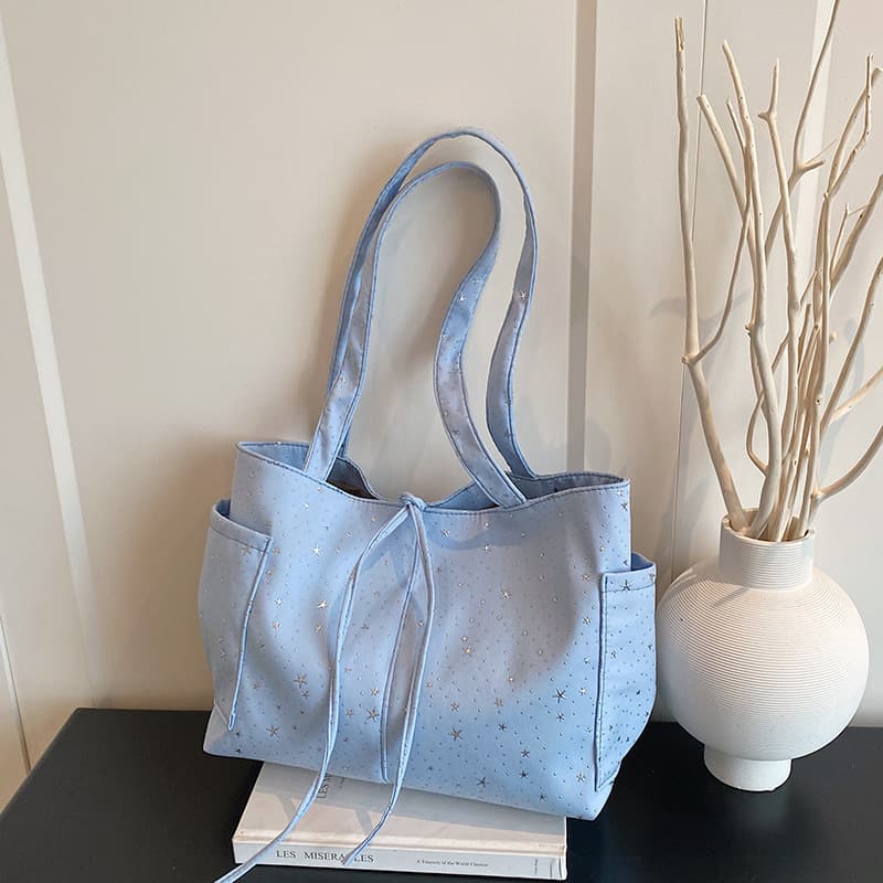 Large Capacity Star Trend 2026 Casual Cute Teen Fashion New Korean Style Single Shoulder Underarm Tote Bag