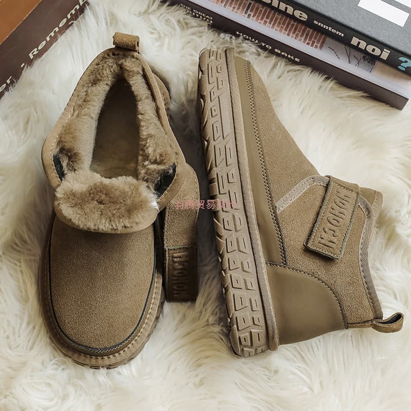 Fur-Lined Snow Boots for Men, Winter 2025 New Style Northeast Fleece-Lined Thickened Anti-Slip Men's Cold-Proof Warm Cotton Shoes