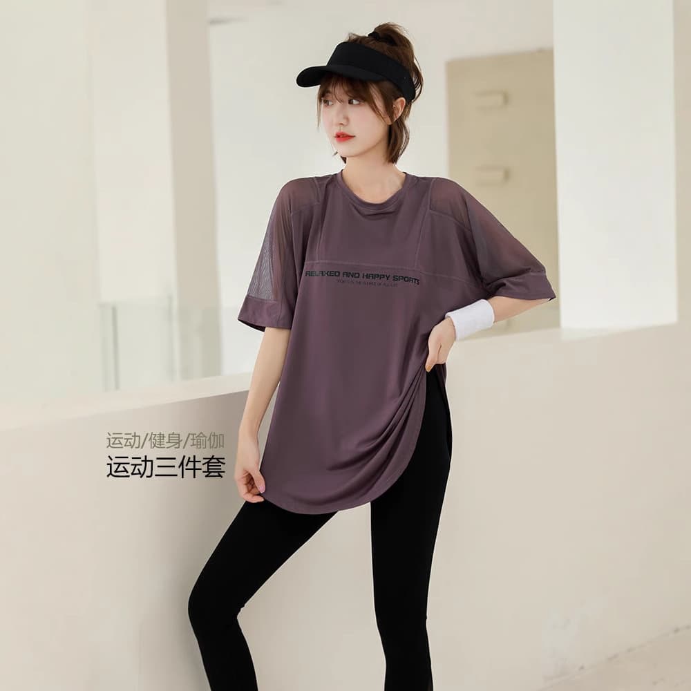 Plus Size Women's Short Sleeve Sports Top Mesh Running T-Shirt Yoga Morning Run Loose Fitness Wear Thin Style